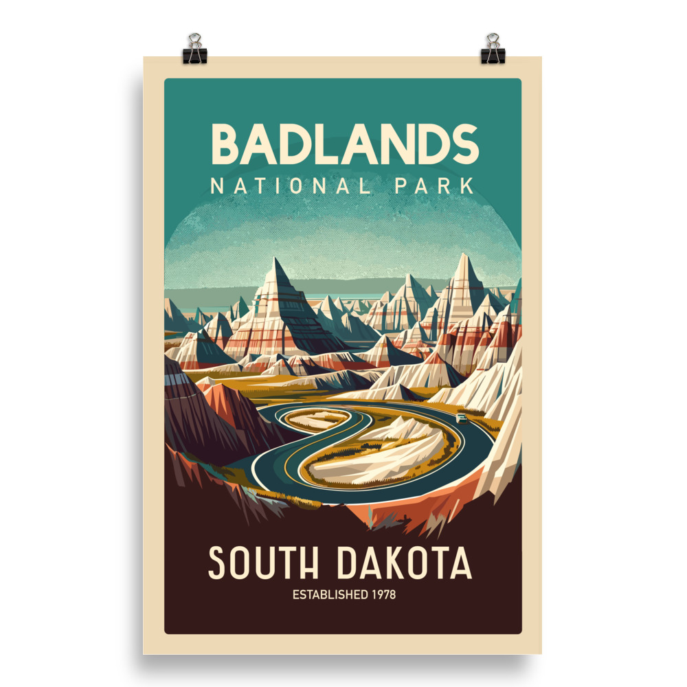 Badlands National Park, South Dakota — Low-poly art print by Fenix Weben | Tiny Republic