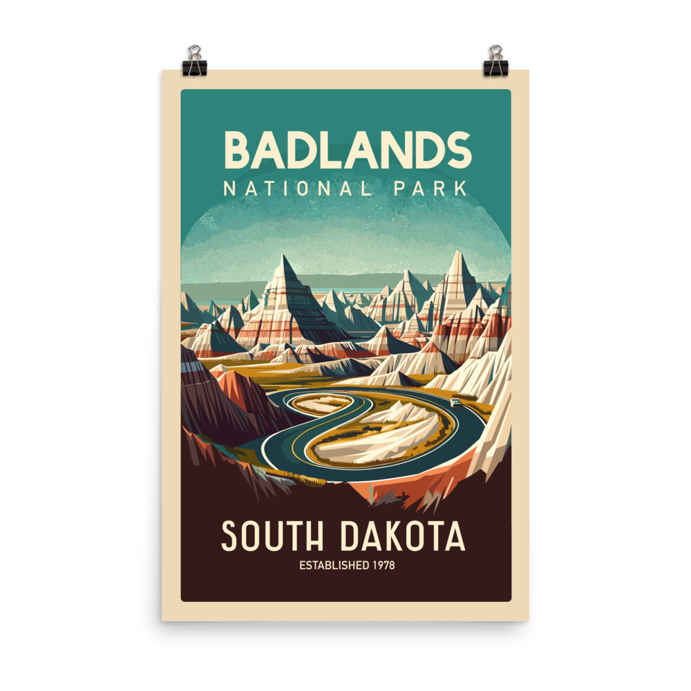 Badlands National Park, South Dakota — Low-poly art print by Fenix Weben | Tiny Republic